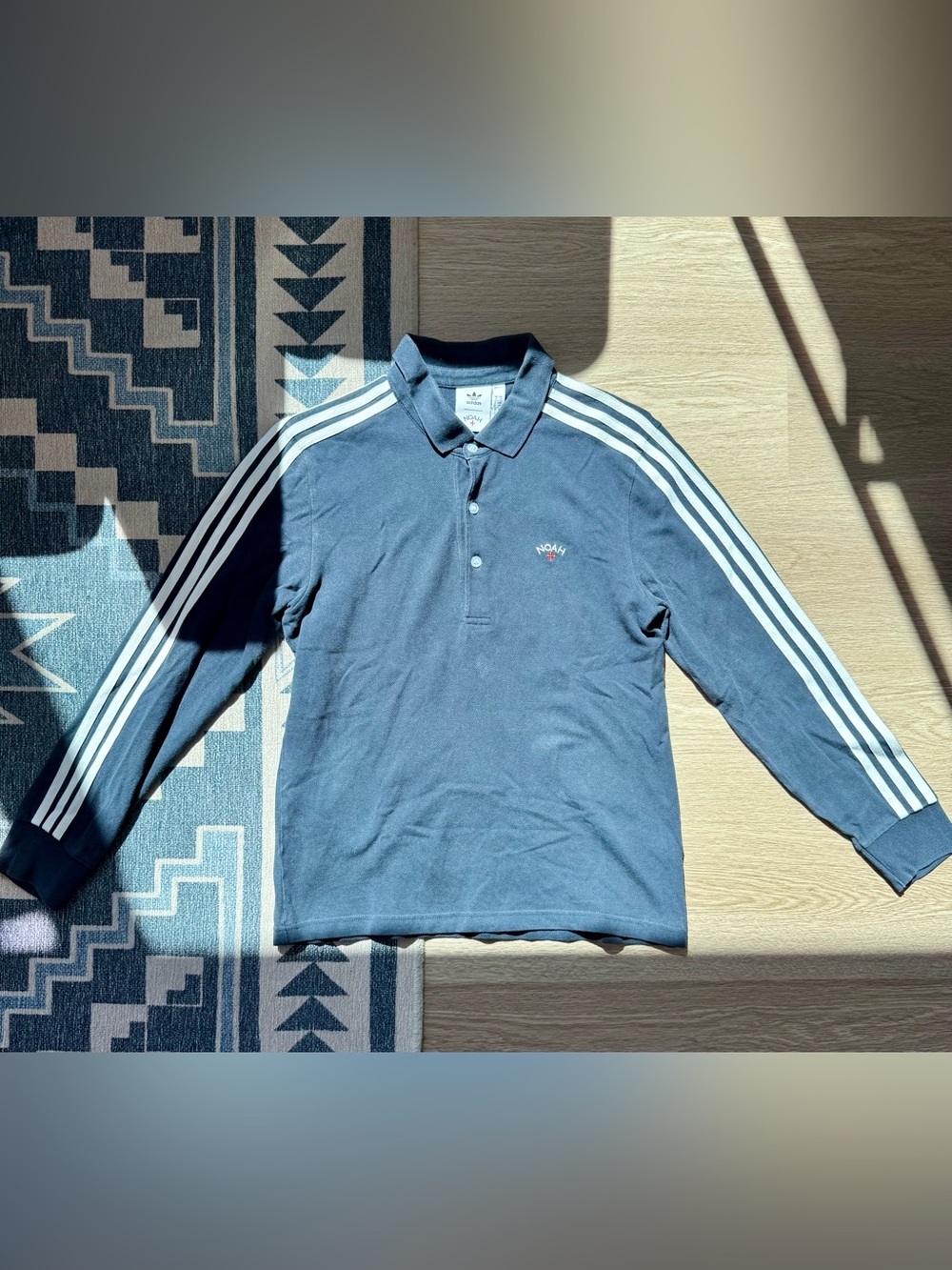 Noah x Adidas Originals Long Sleeve Polo Shirt Navy Blue Men’s Size S